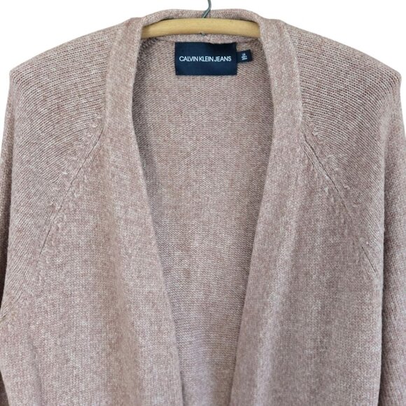 Calvin Klein Jeans Womens Cardigan Large Light Pink Mauve Long Sleeve Pockets - Picture 4 of 7